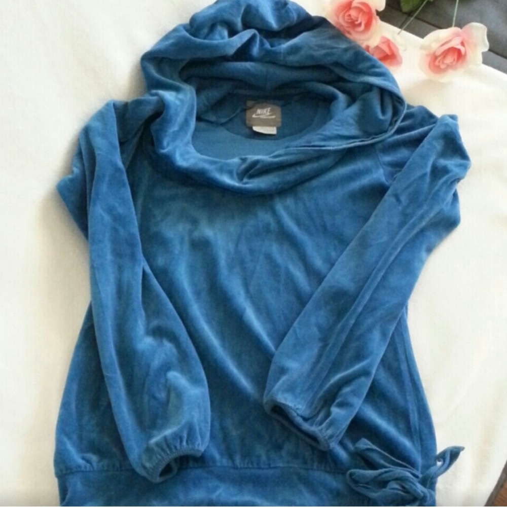 NIKE Velour Hoodie Medium Blue, Super Soft